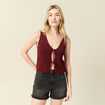 Débardeur tricot noué rose framboise femme