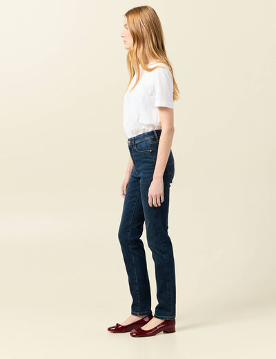 Jeans slim taille haute denim brut femme