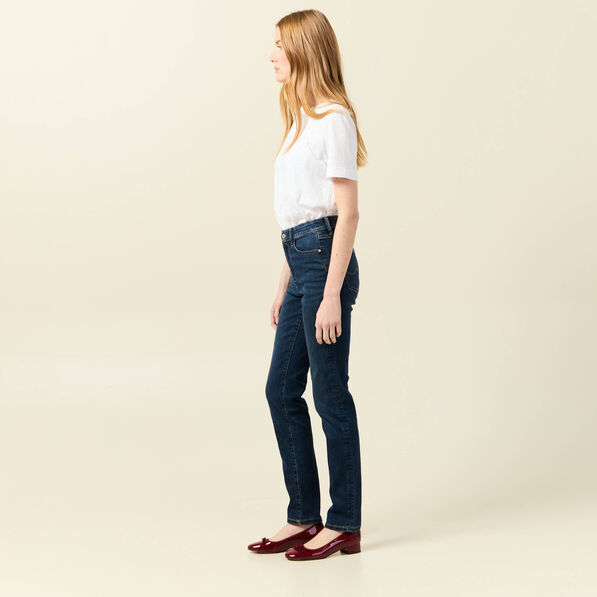 Jeans slim taille haute denim brut femme