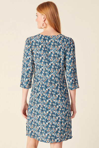 Robe droite éco-responsable bleu canard femme