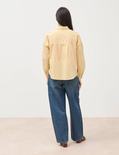 Chemise ample manches longues jaune citron femme