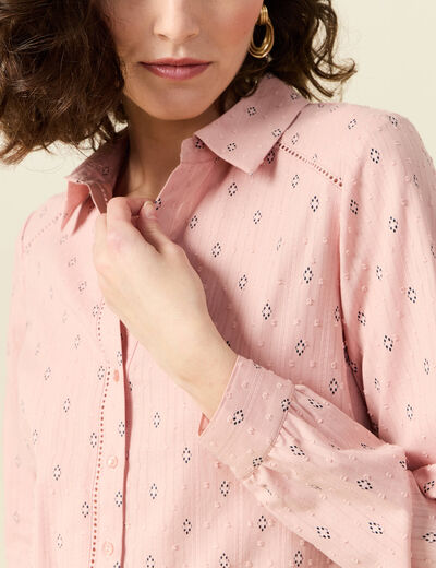 Chemise manches longues rose poudrée femme
