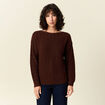 Pull manches longues marron femme
