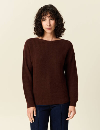 Pull manches longues marron femme