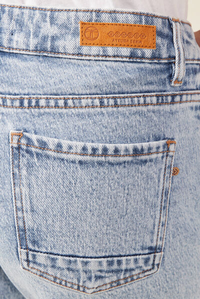 Jeans slim 7/8ème denim snow bleu femme
