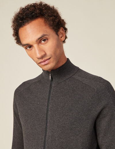 Gilet manches longues zippé gris foncé homme