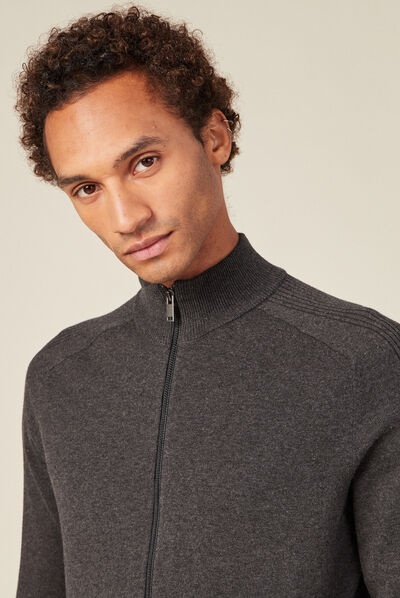 Gilet manches longues zippé gris foncé homme