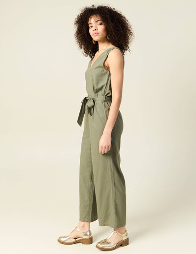 Combinaison éco-responsable vert kaki femme
