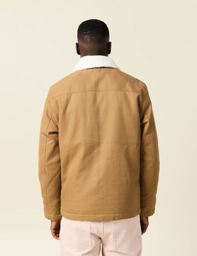 Blouson boutonné col aviateur vert kaki homme