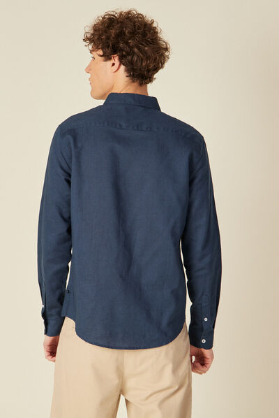 Chemise manches longues bleu marine homme