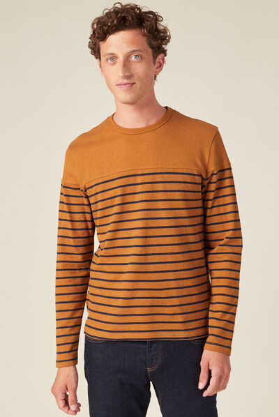 T-shirt manches longues marron homme