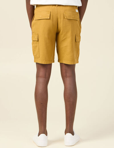 Bermuda cargo à coulisse jaune moutarde homme