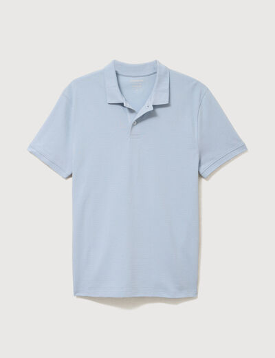 Polo cintr&eacute; en coton manches courtes bleu ciel homme