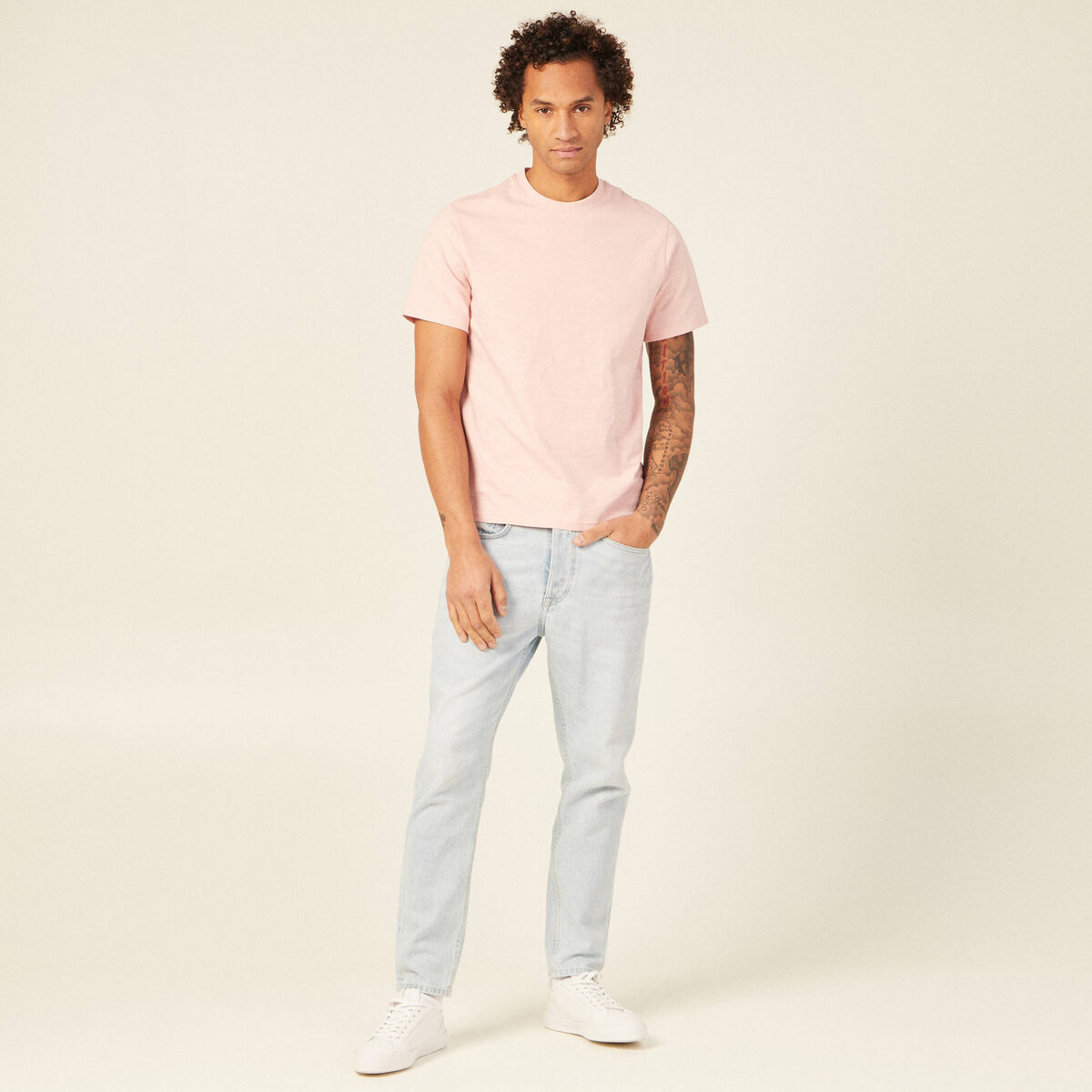 T-shirt éco-responsable rose clair homme