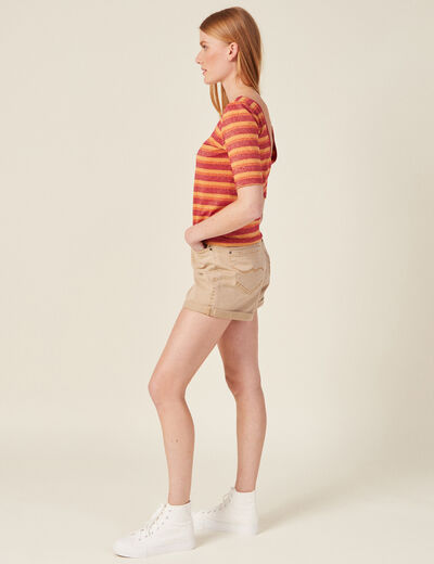 T-shirt manches courtes rouge clair femme