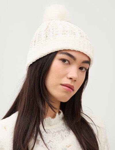 Bonnet ivoire femme
