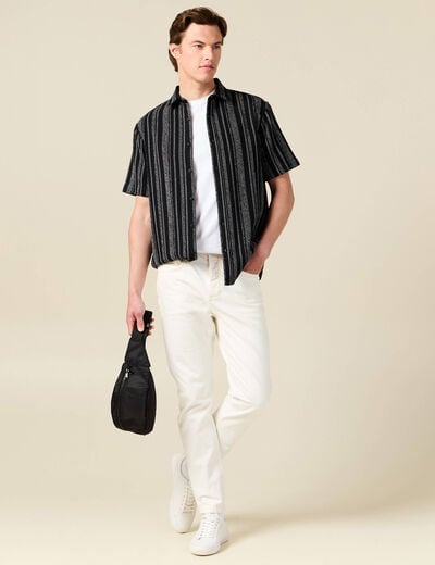 Chemise ray&eacute;e manches courtes noir homme