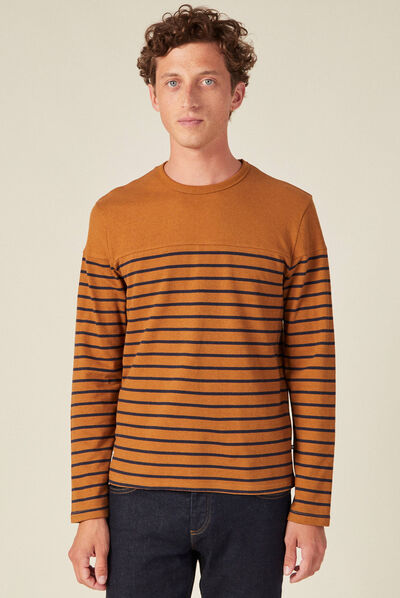 T-shirt manches longues marron homme