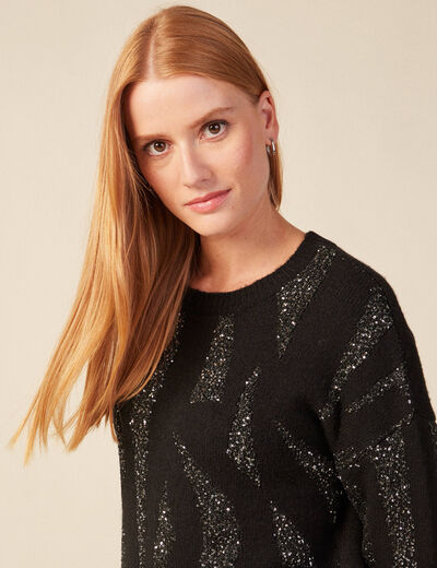 Pull éco-responsable sequins noir femme