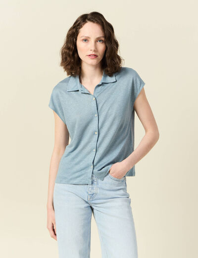 Polo manches courtes bleu gris femme
