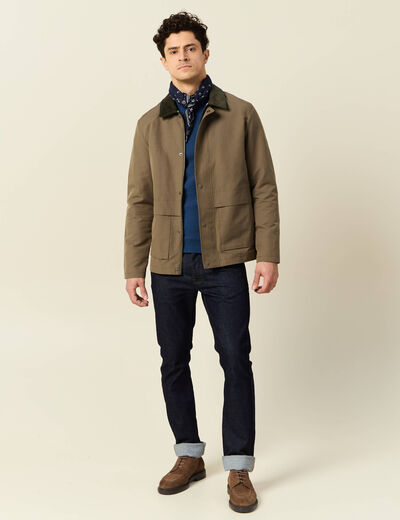 Pull fin col rond manches longues bleu fonc&eacute; homme