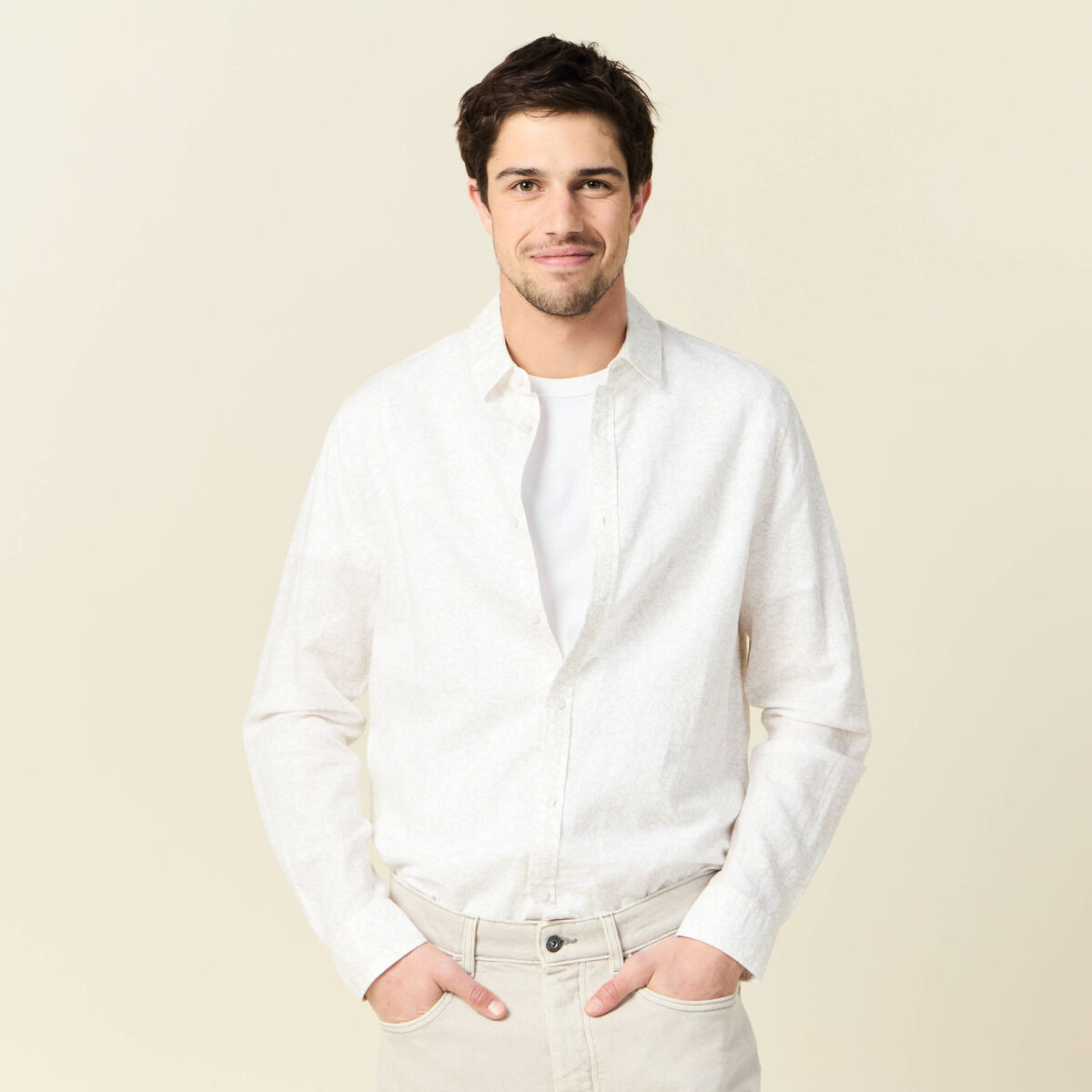 Chemise manches longues blanc homme