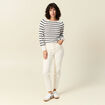 Pull manches longues ajouré ecru femme