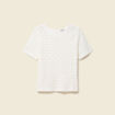 T-shirt ajour&eacute; col rond manches courtes ecru femme