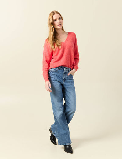 Pull manches longues orange femme