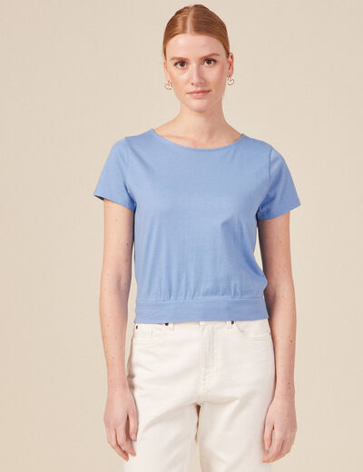 T-shirt manches courtes bleu lavande femme