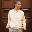 Sweat droit court manches longues jaune pastel femme