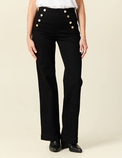 Jeans flare à pont denim noir femme