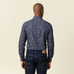 Chemise cintr&eacute;e en coton manches longues bleu marine homme