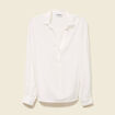 Blouse manches longues col V fluide ecru femme