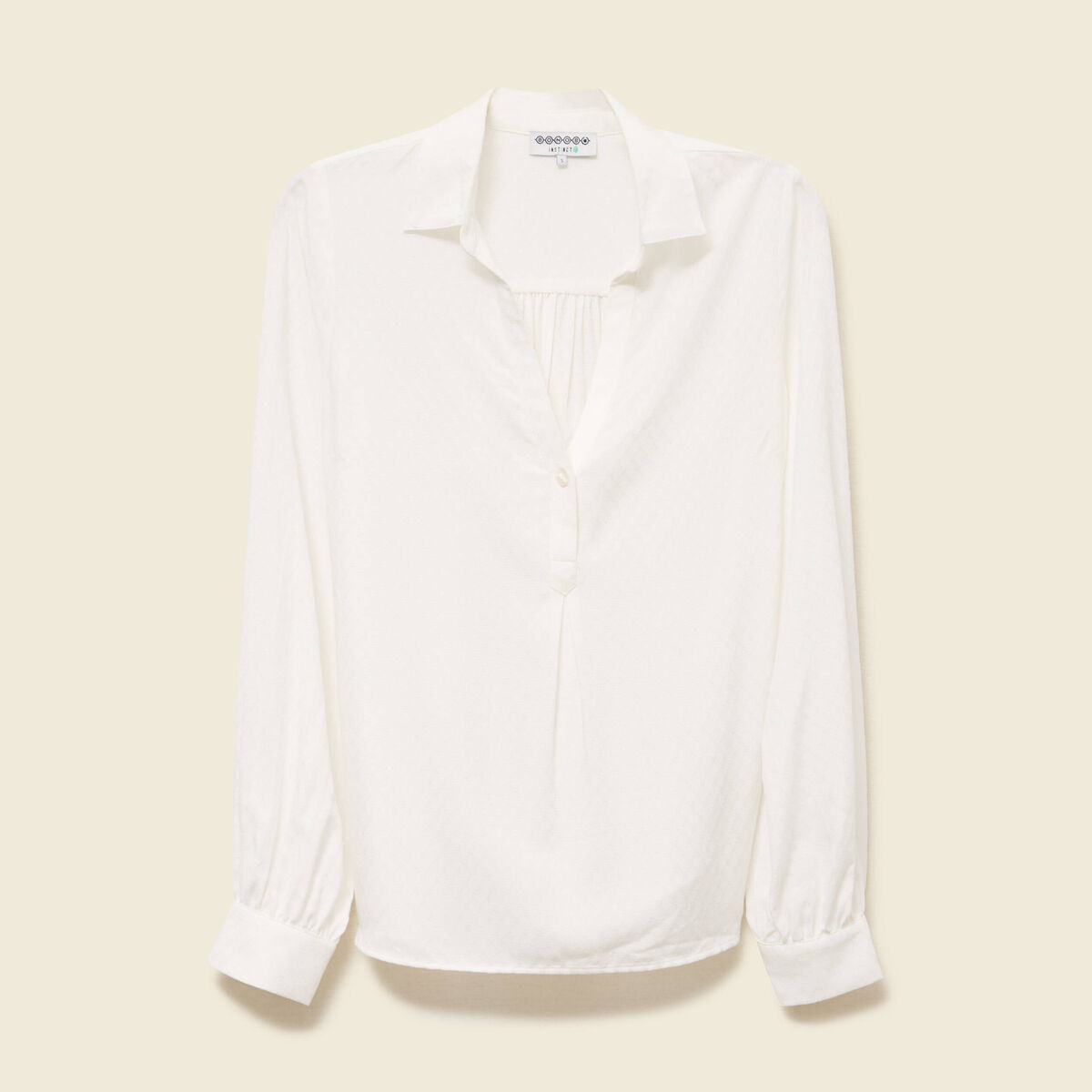 Blouse manches longues col V fluide ecru femme
