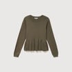 Pull col rond manches longues vert kaki femme