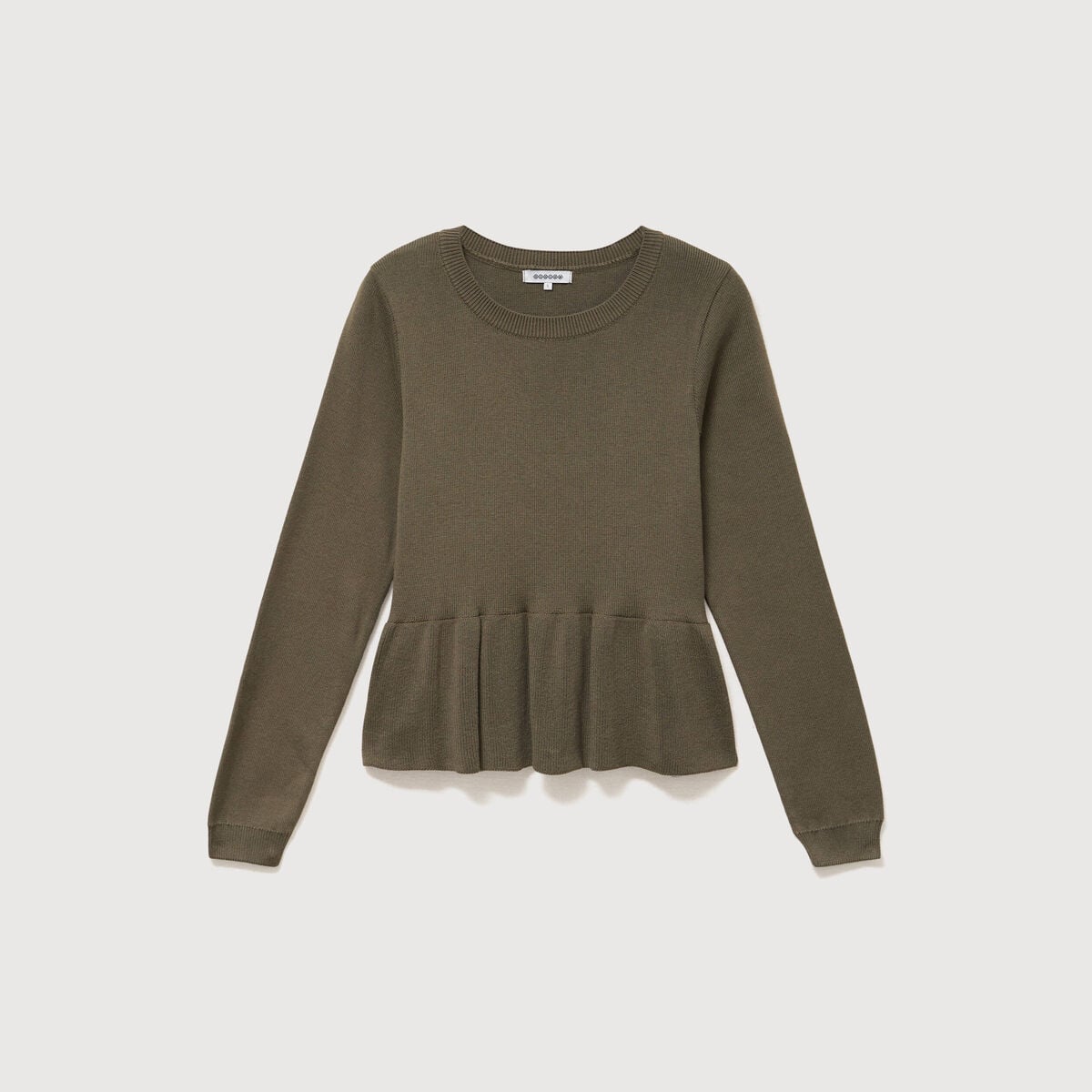 Pull col rond manches longues vert kaki femme