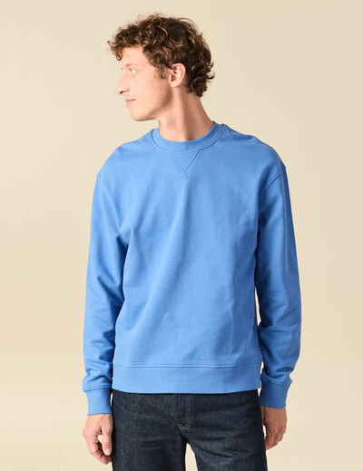 Sweat manches longues en coton bleu violet homme