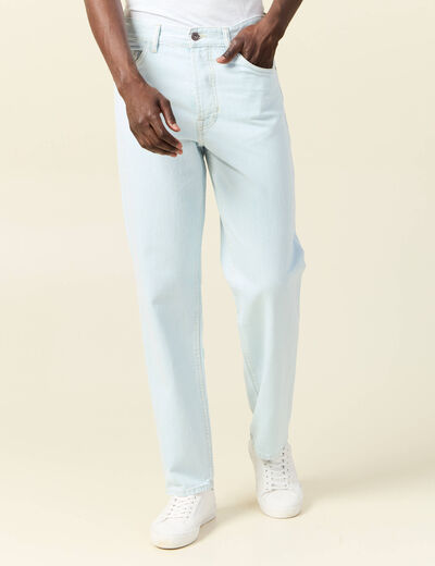 Jeans relax 5 poches denim bleach homme