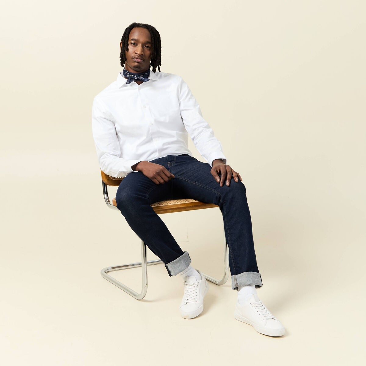 Chemise manches longues blanc homme
