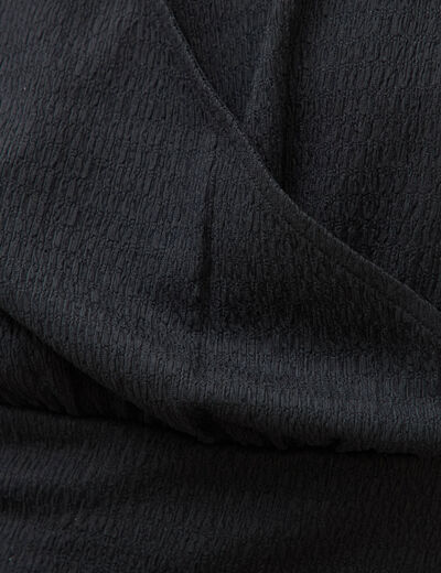 Blouse cropped manches courtes noir femme