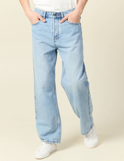 Jeans large 5 poches longueur 32 denim snow bleach homme
