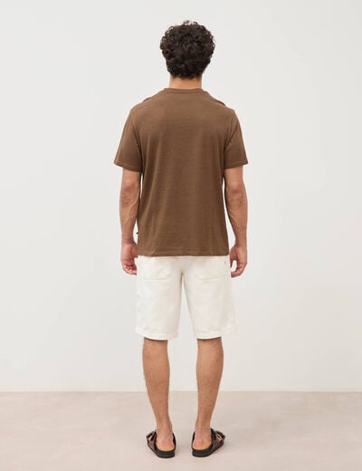 T-shirt ras de cou manches courtes taupe homme