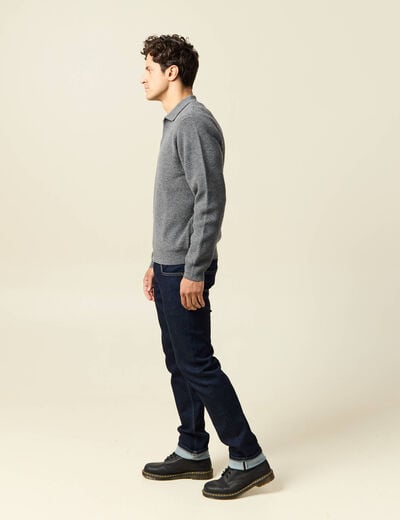 Pull col v gris fonc&eacute; homme