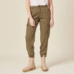 Pantalon battle 7/8&egrave;me taille standard vert kaki femme
