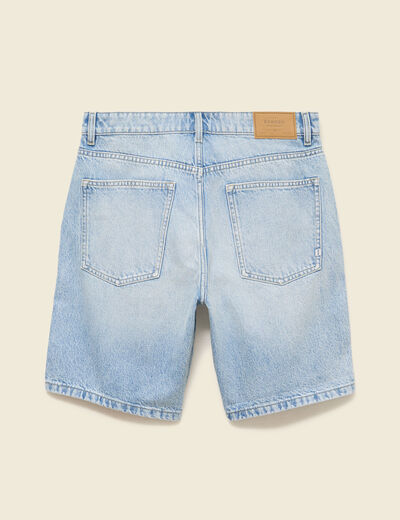Bermuda en jean coton denim bleach homme