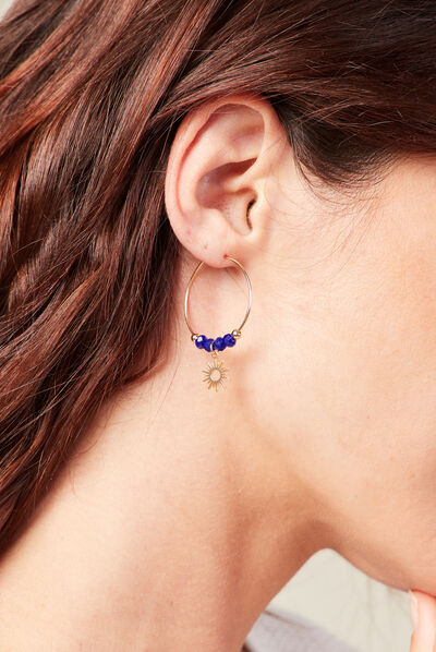 Boucles d'oreilles créoles bleu marine femme