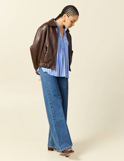 Blouse manches longues denim baby bleu femme