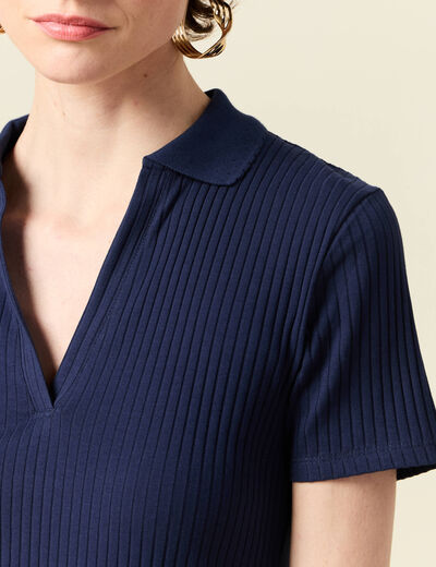 Polo manches courtes bleu marine femme