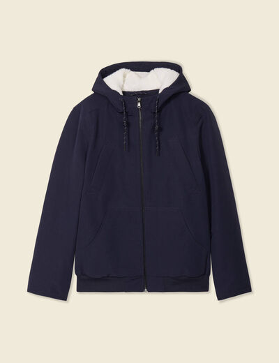 Parka courte à capuche bleu marine homme